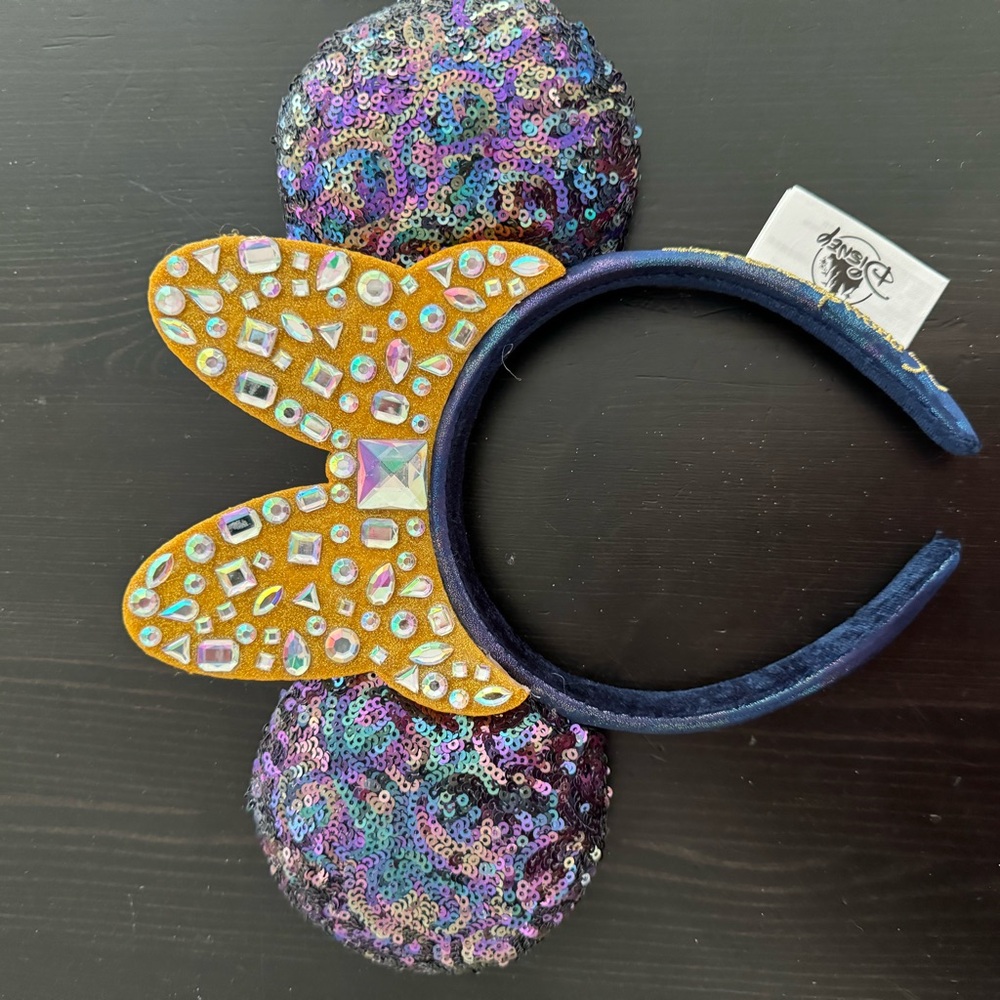 Disney Parks Gold Bow 50th Anniversary WDW Minnie  Ears Jeweled Headband 2021